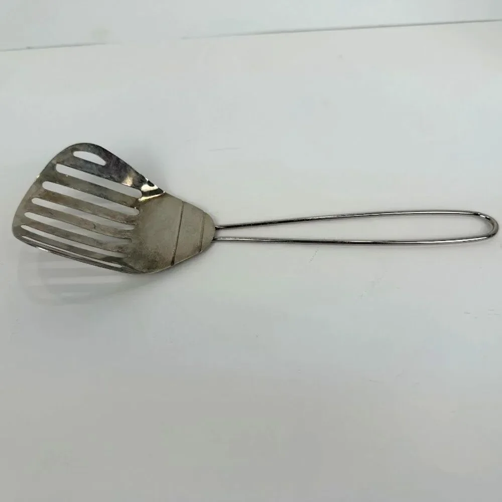 Vintage Metal Slotted Kitchen Fry Scoop 10 Inches